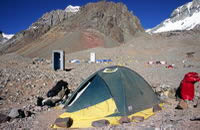 Plaza Argentina, 4200 m, il campo base con la mia tenda