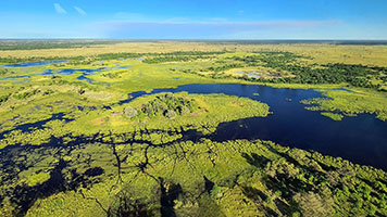 Il delta dell'Okawango dall'alto