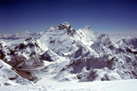 L'Everest, il Lhotse, il Nuptse, il Pumori, il Makalu visti dalla vetta del Cho Oyu