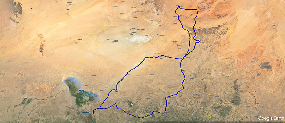 Itinerario effettuato in Ciad dal 5 al 18 febbraio 2024