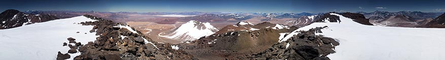 Panorama a 360° dalla vetta del Nevado de Tres Cruces centrale, 6629 m