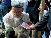 Allevatore al mercato di Kashgar