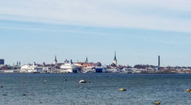 La città di Tallinn dal lungomare di Pirita tee