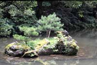 Isoletta nel lago del giardino di Kanazawa