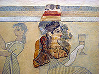 Affresco conviviale del palazzo di Cnosso al museo archeologico di Heraklion
