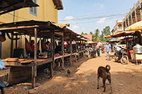 Bancarelle di macelleria al mercato di Chhlong