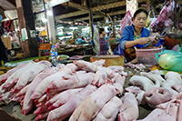 Piedini e musetto di maiale al mercato di Luang Prabang