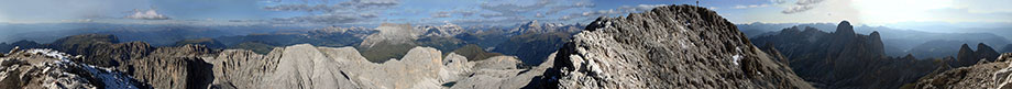 Panorama a 360° dalla vetta del Catinaccio d'Antermoia o Kesselkogel - 3004 m