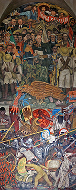 Dettaglio murale di Diego Rivera al Palacio Nacional di Città del Messico