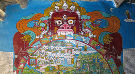 Dipinto del demone con il Mandala del Mondo al gompa di Kagbeni (parte in alto)