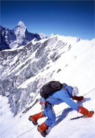 Lo scivolo dell'Island Peak (Imja Tse, 6189 m) in discesa