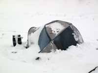 La mia tenda al c.b. dopo una nevicata