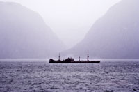 Un relitto incagliato in un fiordo cileno nei pressi del Golfo del Penas