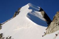 La cresta Biancograt in dettaglio