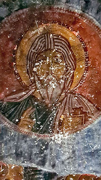 Affresco di Gesù nella Yilanli Kilise (chiesa del serpente) nella valle di Soğanlı