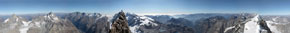 Panorama a 360° dalla vetta del Cervino