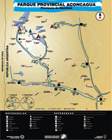 La mappa del Parco Provinciale Aconcagua col percorso del trekking