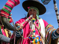 Personaggio alla sfilata per la festa della Virgen del Carmen