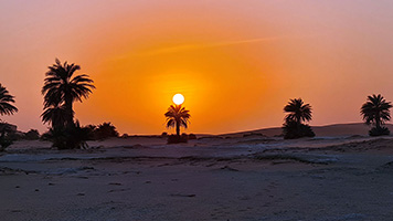 Tramonto nell'oasi settentrionale di Faya