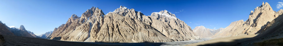 180° sulla valle dello Shaksgam dal fiume