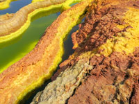 Dettaglio pozza verde al Dallol