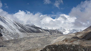 Lhotse ed Everest dal ghiacciaio di Karma del versante est