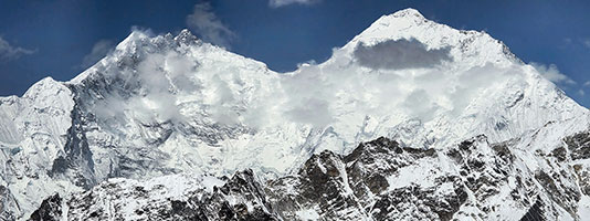 Panoramica del Lhotse e dell'Everest dal passo di Langma