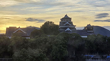 Tramonto sul castello di Kumamoto
