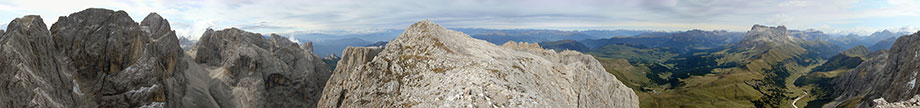 Panorama a 360° da una vetta secondaria del Gruppo del Catinaccio o Rosengarten