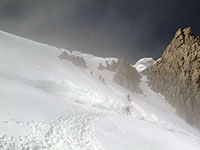 Il canalino del Maudit nella nebbia