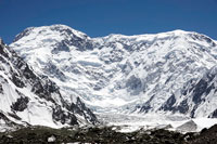 Il Pobeda, 7439 m, dal campo base Inylchek sud del Khan Tengri