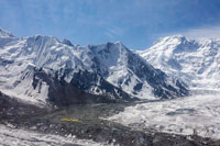 Il campo base Inylchek sud dall'alto
