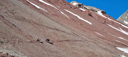 Sentiero del trek di 11,4 km dal campo base Achik-Tash al campo base avanzato