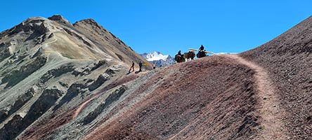 Il passo Puteshestvennikov, 4150 m