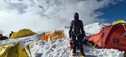 Federico al campo tre del picco Lenin, 6130 m