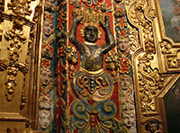 Dettaglio stucco stile coloniale all'interno della chiesa di San Francisco Javier a Tepotzotlan