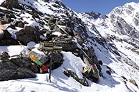 Cartello segnaletico al Rupina La, 4721 m