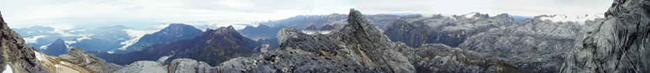 Panorama a 360° sulla cresta sommitale dalla "tirolese"