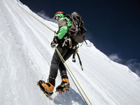 Giuseppe in doppia sulla nord del Quitaraju