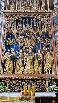 Dettaglio della pala d'altare di Veit Stoss nella basilica di Cracovia