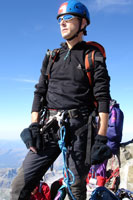 Adriano dal Cin in vetta al Piz Bernina