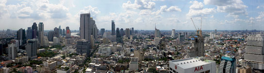Panoramica di Bangkok verso occidente