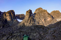 Le cime Savoia, Elena e Moebius viste dalla Elena Hut
