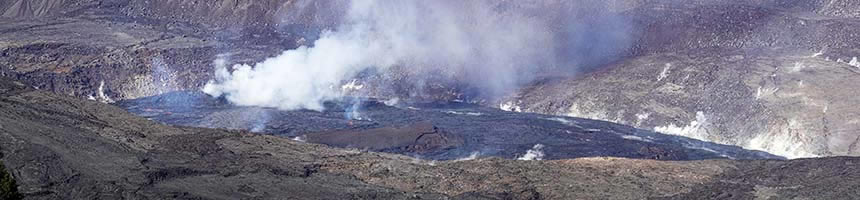 Panorama a 180° sul lago di lava del Kilauea a Big Island