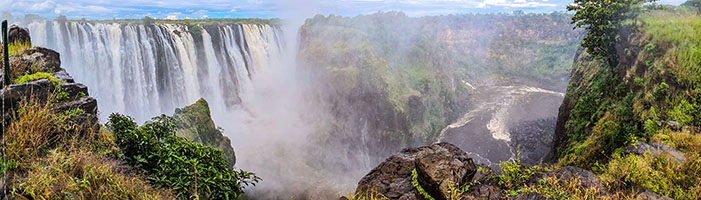 Panoramica a 180° sull'uscita delle cascate Vittoria