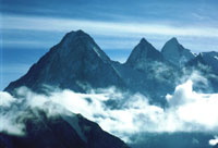 I Gasherbrum IV, III e II dal Gondoghoro La