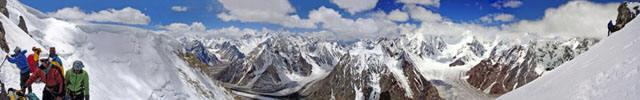 Panorama a 180° dal campo due del Broad Peak