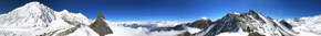 Panorama a 360° sulla Kali Gandaki e il Tilichi Peakda 5100 m